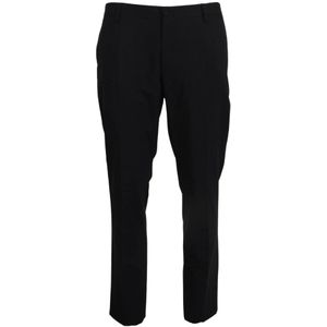 Dolce & Gabbana Grijze Wollen Stretch Formele Slim Fit Herenpants