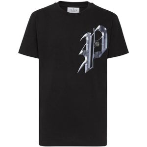 Philipp Plein, Heren, Tops, Zwart, Maat: S Katoen,