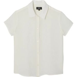 A.p.c., Dames, Blouses & Shirts, Wit, Maat: 2XS Linnen,