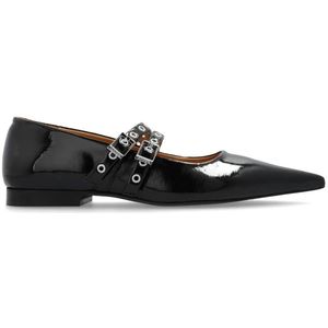 Ganni Glanzende ballerina's , Black , Dames , Maat: 40 EU