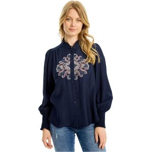 IN Front, Dames, Blouses & Shirts, Blauw, Maat: S Nylon,
