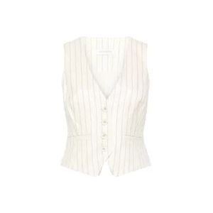 Zimmermann Crème Herringbone Vest met Pinstripe , Beige , Dames , Maat: M
