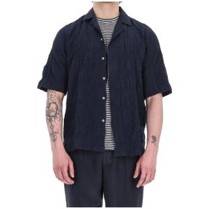 Officine Générale, Heren, Overhemden, Blauw, Maat: M Katoen,