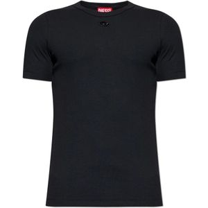 Diesel, Heren, Tops, Zwart, Maat: L Leer,