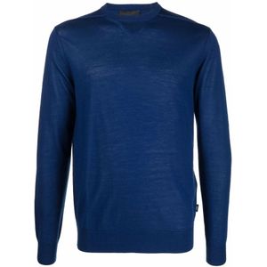Emporio Armani, Heren, Sweatshirts & Hoodies, Blauw, Maat: XL Wol,