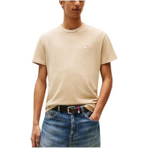 Tommy Jeans - Shirt - Camel - Kwartmouw - Normale Pasvorm