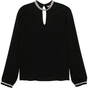 Twinset, Dames, Blouses & Shirts, Zwart, Maat: M Viscose,