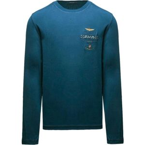 Aeronautica Militare, Heren, Tops, Blauw, Maat: L Katoen,