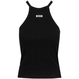 Msgm, Dames, Tops, Zwart, Maat: S Katoen,