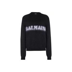 Balmain Retro trui van geborsteld mohair , Black , Heren , Maat: XL