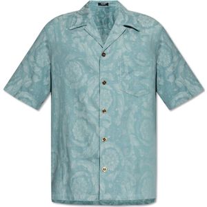 Versace, Heren, Overhemden, Blauw, Maat: 2XL Katoen,