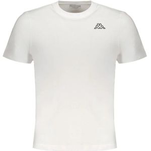Kappa - Tops - Heren - Wit - Geborduurd T-shirt met Korte Mouwen