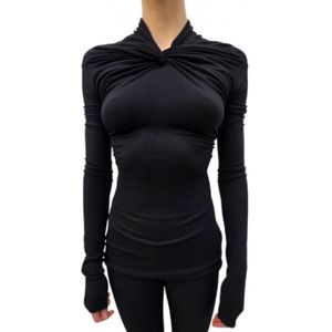 Rick Owens, Dames, Truien, Zwart, Maat: M Leer,