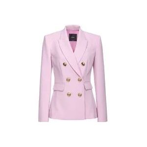 Pinko Double-Breasted Blazer Jas met Metalen Knopen , Pink , Dames , Maat: S