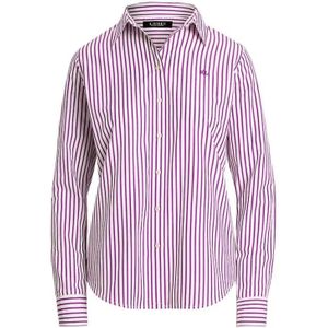 LAUREN RALPH LAUREN - Blouse - Violet/Wit - Katoen - Lange Mouwen