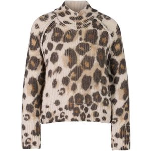 Marc Cain - Gebreide Trui - Cognac - Dierenprint - Lange Mouw
