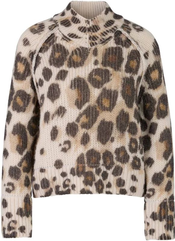 Marc Cain - Gebreide Trui - Cognac - Dierenprint - Lange Mouw