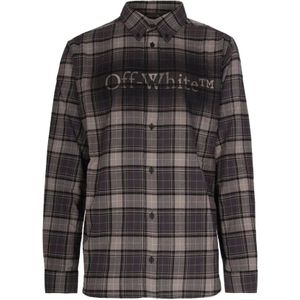 Off White, Heren, Overhemden, Grijs, Maat: S Katoen,