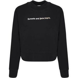 Palm Angels, Dames, Sweatshirts & Hoodies, Zwart, Maat: M Katoen,