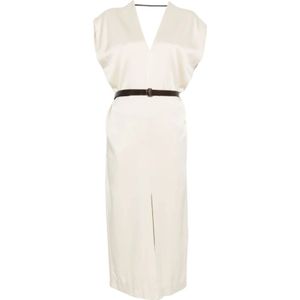 Brunello Cucinelli, Dames, Jurken, Beige, Maat: L
