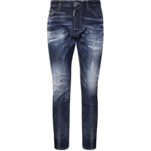 Dsquared2 Donkerblauwe Klassieke Vijf Zakken Jeans , Blue , Heren , Maat: L