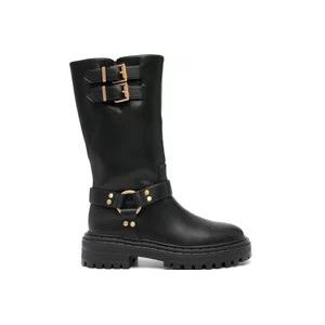 Twinset Zwarte hoge laarzen met stud-detailing , Black , Dames , Maat: 37 EU