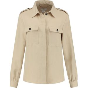Woolrich, Dames, Jassen, Beige, Maat: L Linnen,