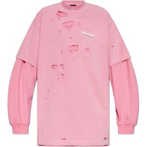 Balenciaga, Heren, Tops, Roze, Maat: L Katoen,