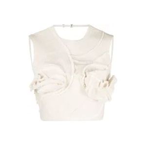 Jacquemus Off-White Halterneck Cropped Top , White , Dames , Maat: S