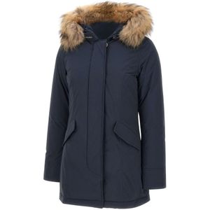 Woolrich, Dames, Mantels, Blauw, Maat: S Leer,