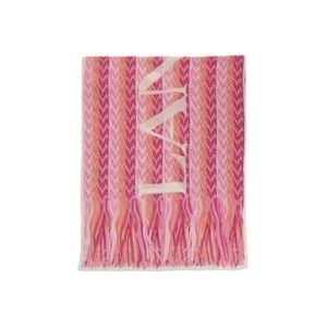 Lanvin Roze Sjaals met Franje Afwerking , Pink , Dames , Maat: ONE Size