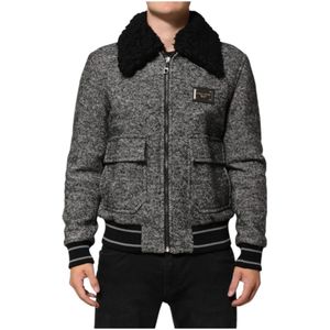 Dolce & Gabbana, Heren, Jassen, Zwart, Maat: XL Wol,