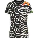Carlo Colucci - Dames T-shirt - Zwart - Veelzijdig met Tropische Artworks