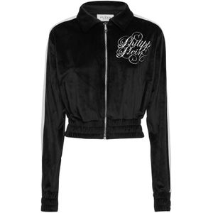 Philipp Plein, Dames, Sweatshirts & Hoodies, Zwart, Maat: XS Poliester,