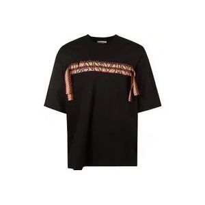 Lanvin Zwart Katoenen T-Shirt met Geborduurd Logo , Black , Heren , Maat: L