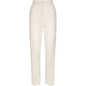 Dolce & Gabbana, Dames, Broeken, Wit, Maat: S Zijde,