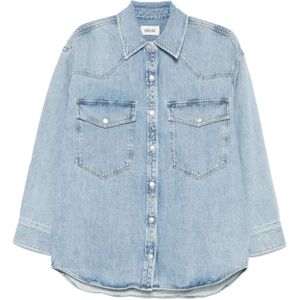 Agolde, Dames, Blouses & Shirts, Blauw, Maat: L Katoen,