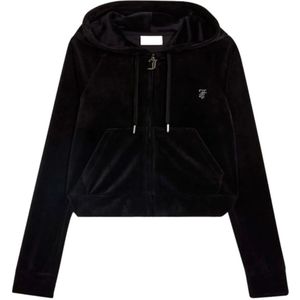 Juicy Couture, Dames, Sweatshirts & Hoodies, Zwart, Maat: 2XS Velours,