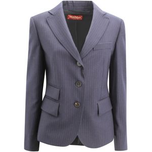 Max Mara Studio, Dames, Jassen, Blauw, Maat: S Flanel,