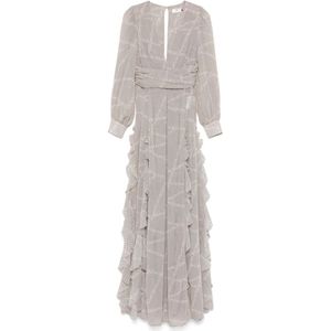 Elisabetta Franchi, Dames, Jurken, Grijs, Maat: M Poliester,