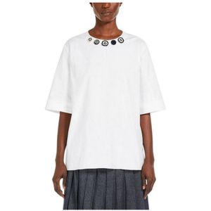 Max Mara Studio, Dames, Tops, Wit, Maat: 2XS Katoen,