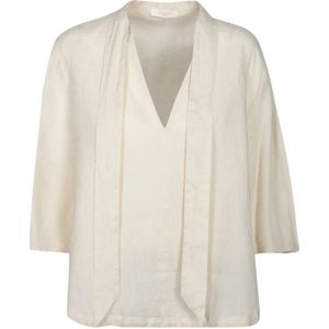 Incotex, Dames, Blouses & Shirts, Beige, Maat: XS Linnen,