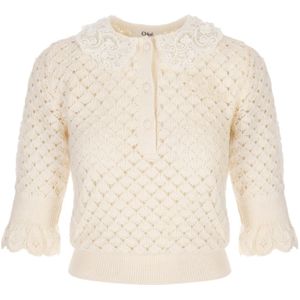 Chloé, Dames, Truien, Wit, Maat: S