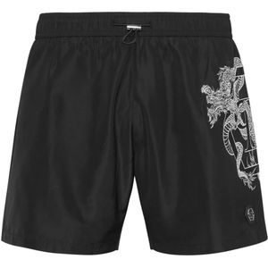 Philipp Plein, Heren, Badkleding, Zwart, Maat: S Poliester,