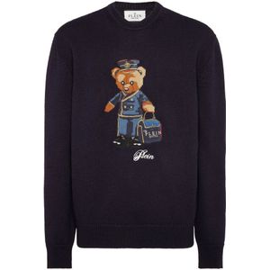 Philipp Plein, Heren, Truien, Blauw, Maat: L Wol,