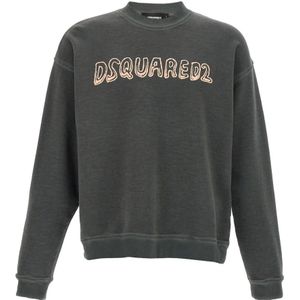 Dsquared2, Heren, Sweatshirts & Hoodies, Grijs, Maat: L Katoen,