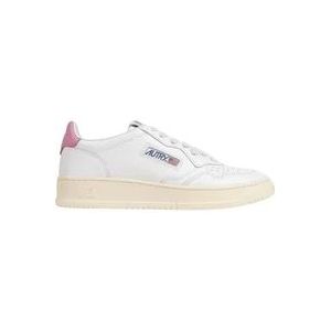 Autry Witte Leren Sneakers met Roze Details , White , Dames , Maat: 37 EU