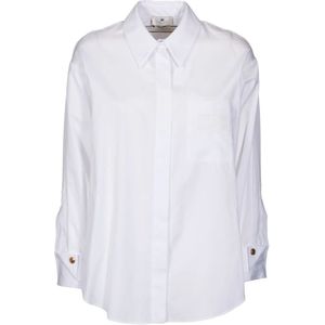 Elisabetta Franchi, Dames, Blouses & Shirts, Wit, Maat: L Katoen,
