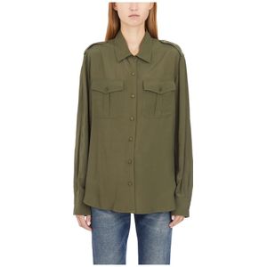 Dondup, Dames, Blouses & Shirts, Groen, Maat: S Katoen,