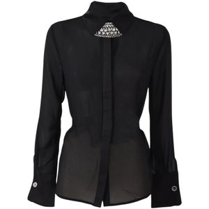 Relish, Dames, Blouses & Shirts, Zwart, Maat: XS Satijn,